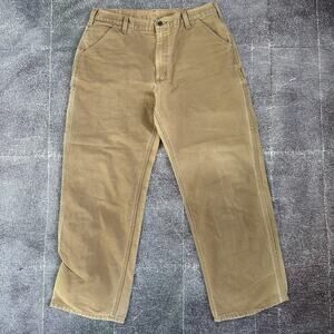 Men's Vintage Y2K Carhartt USA Brown Washed Duck Canvas Work Pants Sz 37 X 30